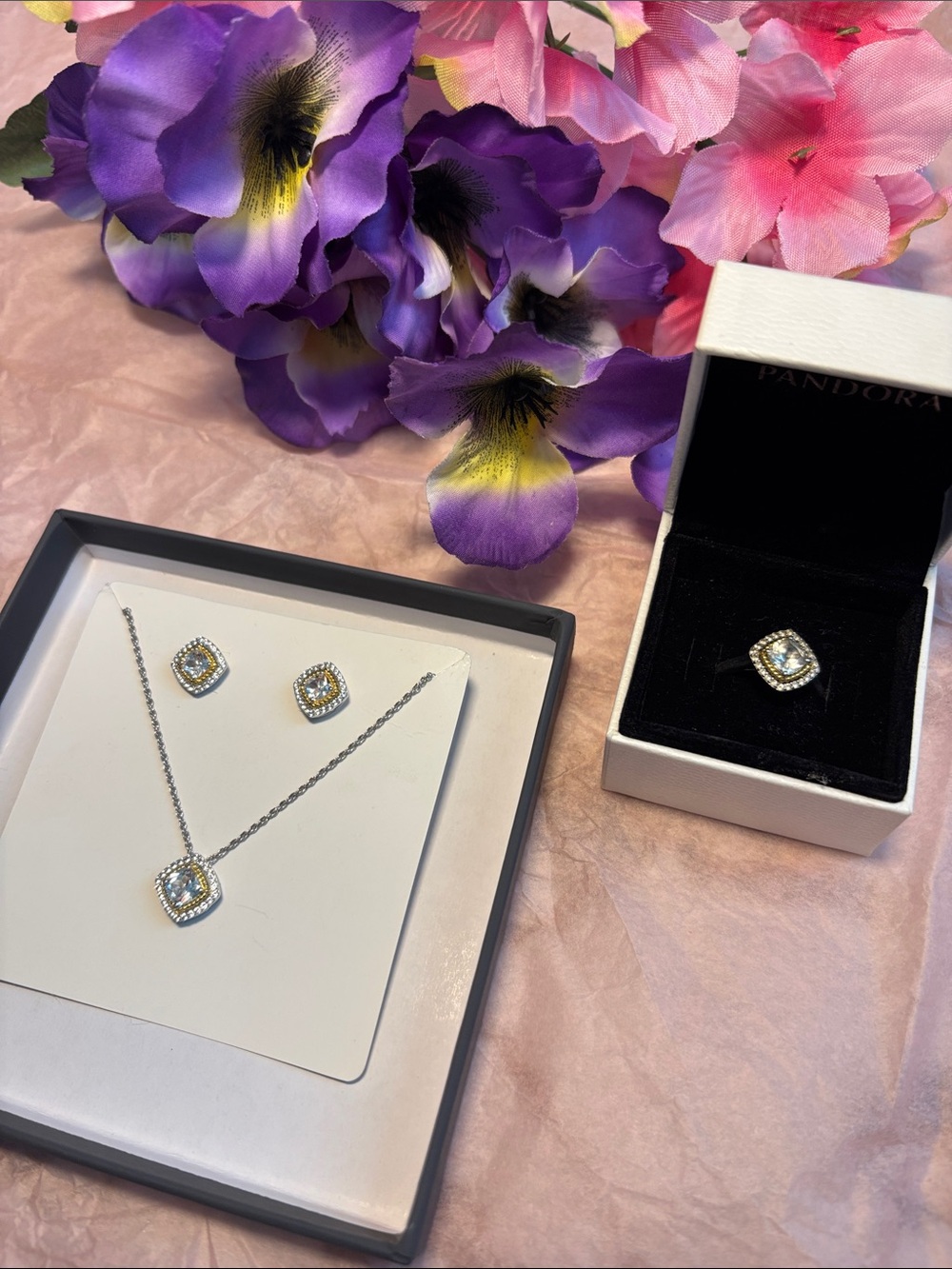 Two Tone 14KGB Sterling Silver Set